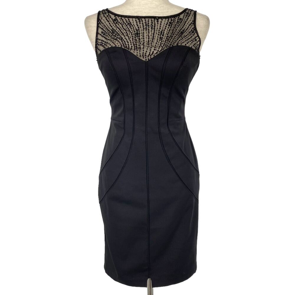 AIDAN MATTOX Embellished Sleeveless Bodycon Dress Black Size 2 Cocktail